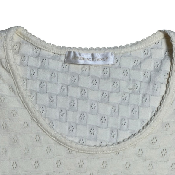 LoveShackFancy Ivory Stretch Knit Long Sleeve Top Womens S - Picture 4 of 7
